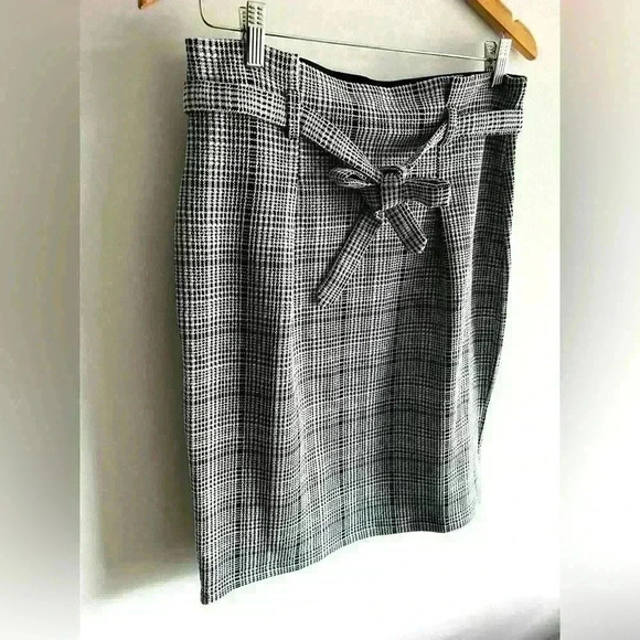 NWT Max Studio Women’s Grey Plaid Belted Skirt Work Office Preppy Prep Medium - Picture 2 of 10